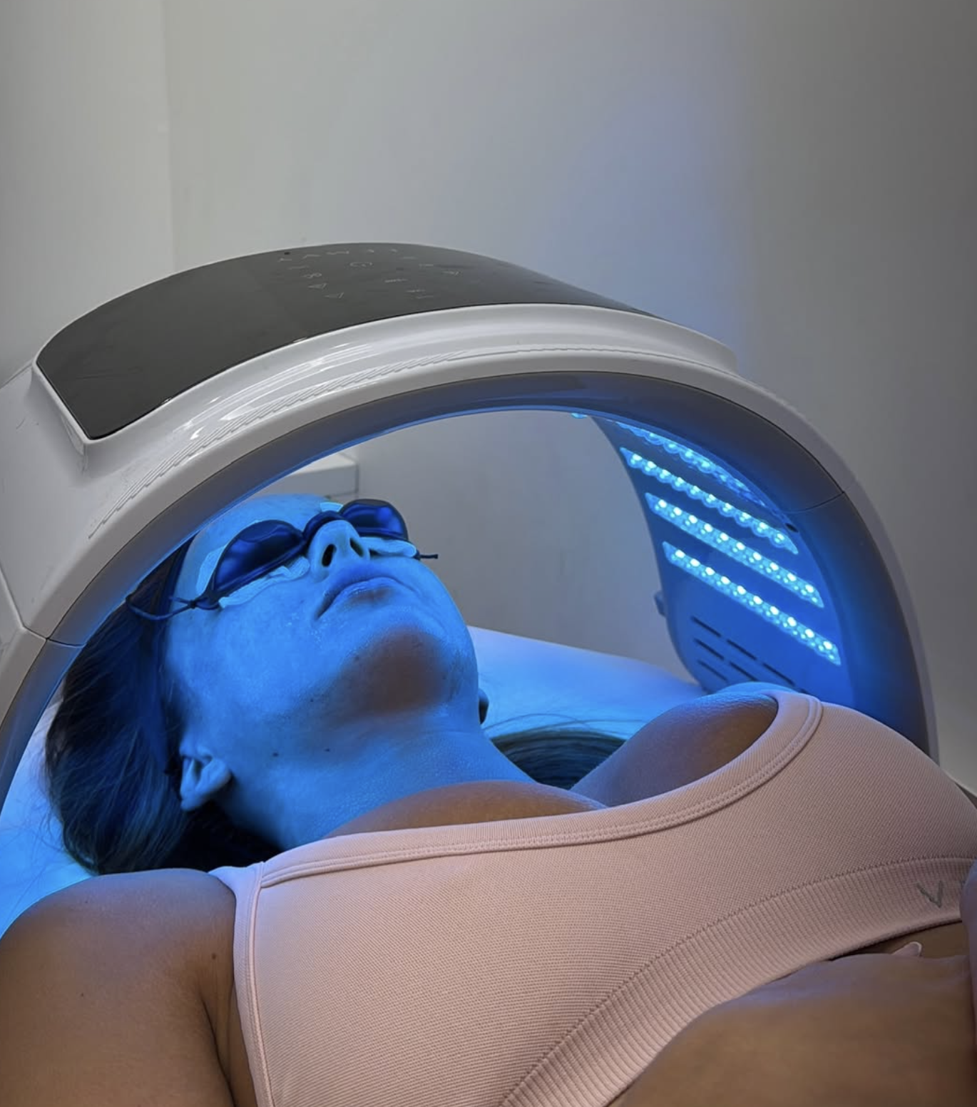 LED light therapy session after treatment
